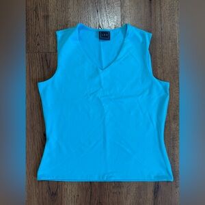 L B H.  Sleeveless V-Neck Knit Stretch Tank Top Blue Tactel Nylon Women M